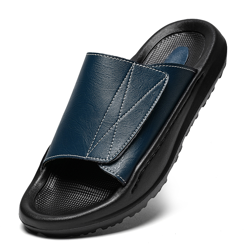Men'S Shoes With Velcro - Easy-top Leder-Slipper für Herren, verstellbare offene