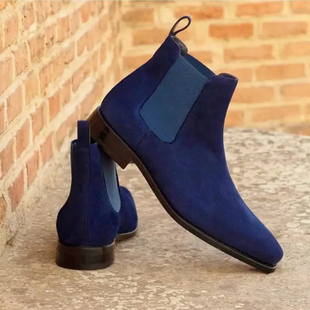 Men Shoes Classic - Chelsea Stiefel Männer Blau Faux Wildleder
