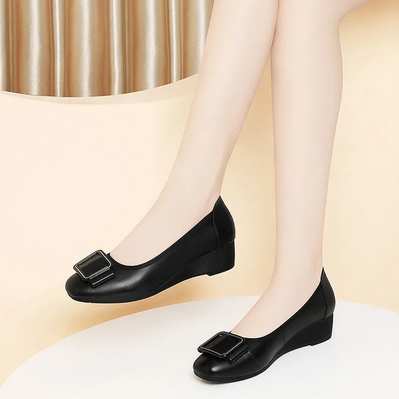 Men Shoes Elegant - Damenschuhe, niedliche, runde Zehenpartie, leicht, schwarzes