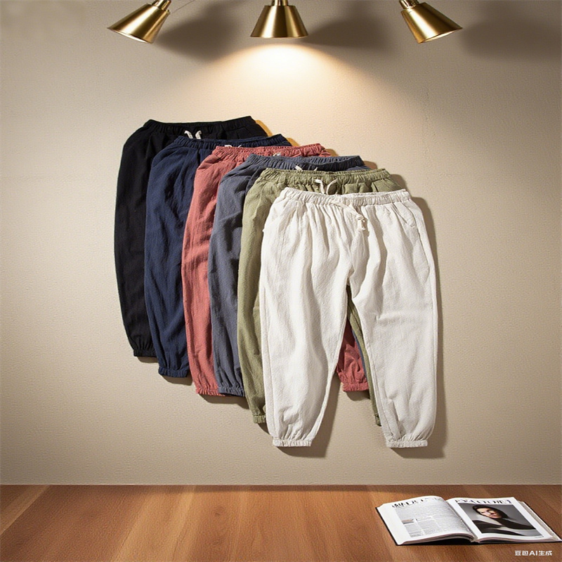 Men'S Shoes With Linen Pants - Haremshose aus Baumwolle und Leinen für