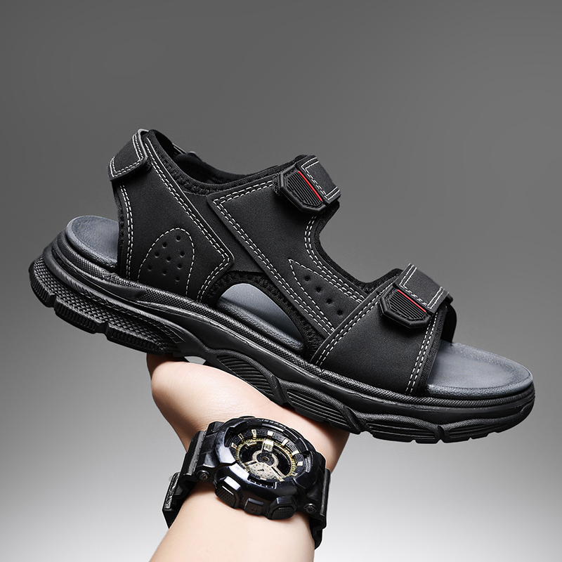 Men'S Shoes With Velcro - Herren-Outdoor-Sandalen mit Verstellbaren Klettverschlüssen, Gepolsterte Dicke