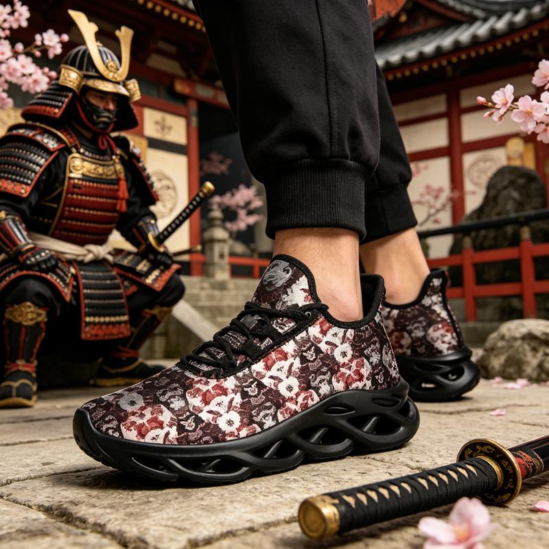 Men Shoes Variety - Damen- und Herren-Laufschuhe, lässige Sneakers, Samurai-Totenkopf-Blumenmuster,