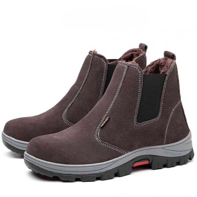Men Shoes Online - Robuste Winter-Fleece-gefütterte High-Top-Schweißschuhe aus Rindsleder, Anti-Smash,